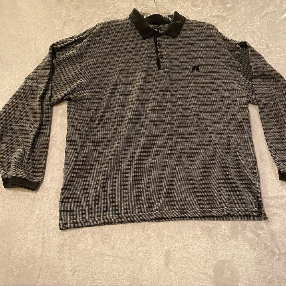 COPY - Givenchy Polo Shirt Men’s XL Blue Striped Long Sleeve Cotton Blend
